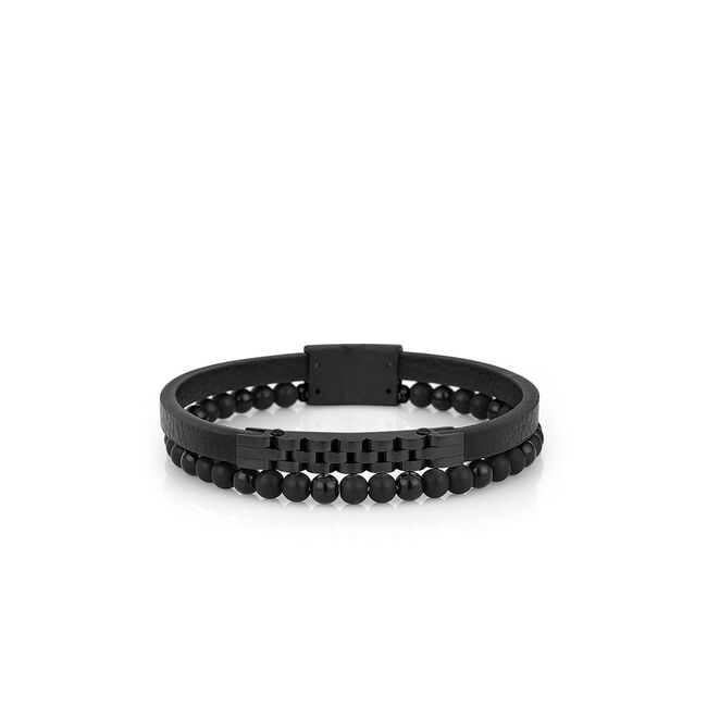 Bratara neagra, Daniel Klein, pentru barbati, din piele, DKJ.6.10005-3