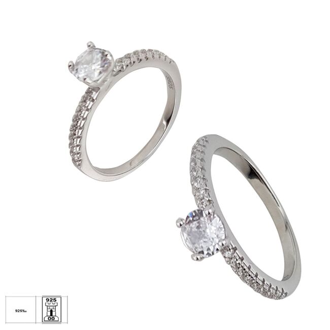 Inel argint logodna zirconii Celina marimea 52