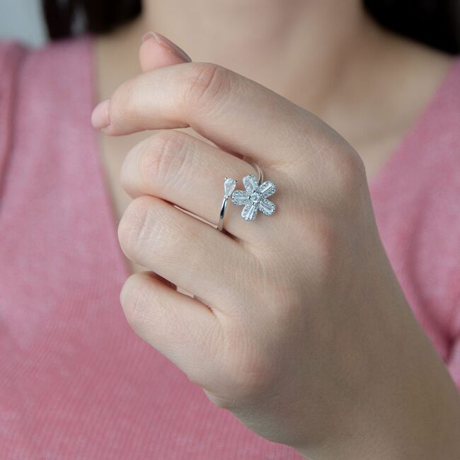 Inel argint floare delicata reglabil Felys