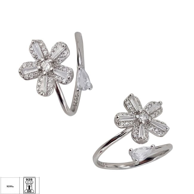 Inel argint floare delicata reglabil Felys