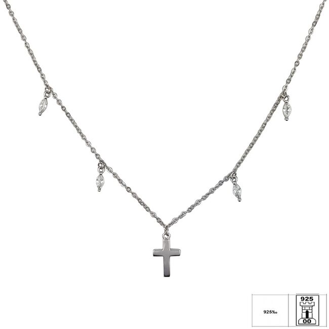 Lant argint cruciulita cu zirconii Aya