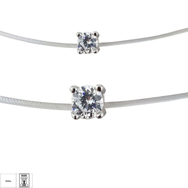 Lant argint silicon solitaire