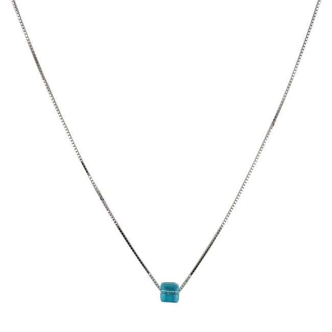 Lant argint cu pandantiv crystal aquamarin Thia