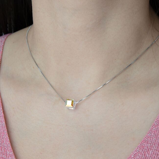 Lant argint cu pandantiv crystal colorat Thia