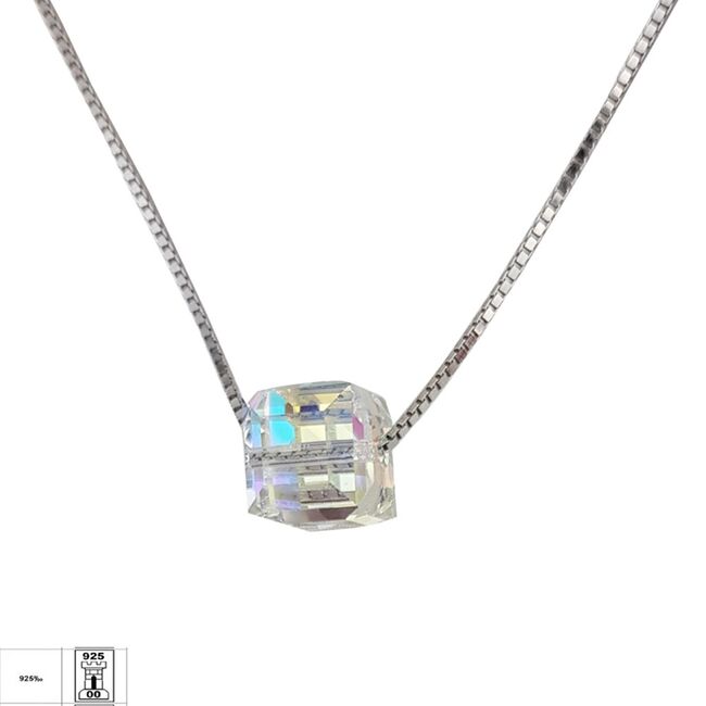 Lant argint cu pandantiv crystal colorat Thia