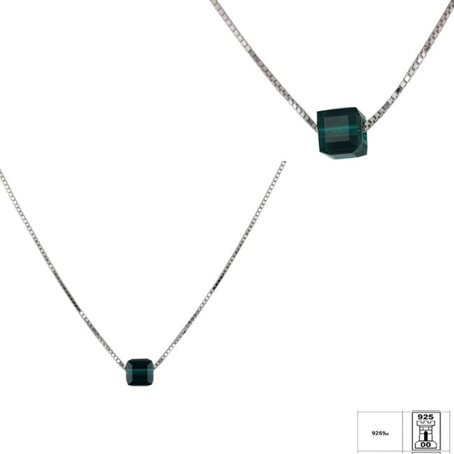 Lant argint cu pandantiv crystal verde Thia