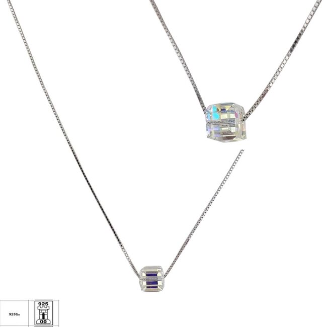 Lant argint cu pandantiv crystal colorat Thia