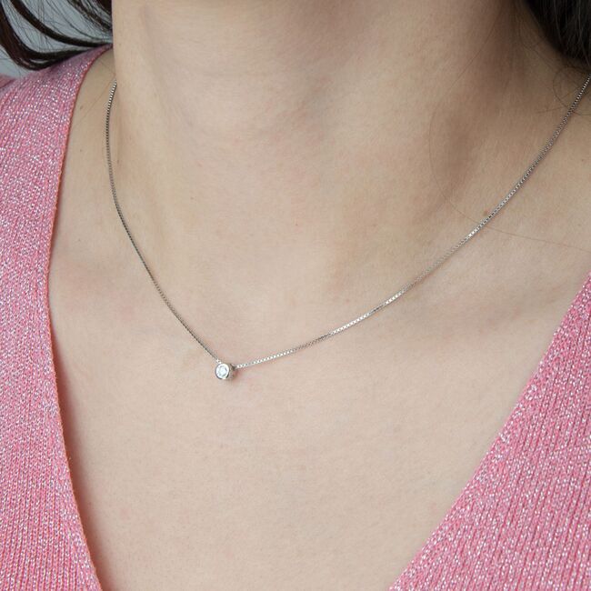 Lant argint cu pandantiv solitaire Thia