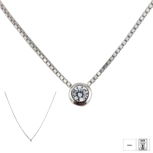 Lant argint cu pandantiv solitaire Thia