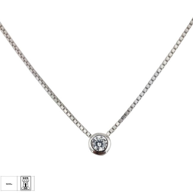 Lant argint cu pandantiv solitaire Thia