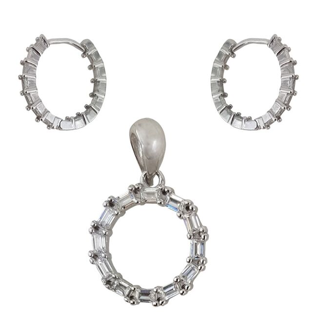 Set argint simplu cu zirconii  Liza