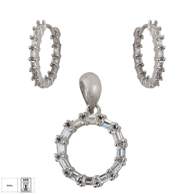 Set argint simplu cu zirconii  Liza