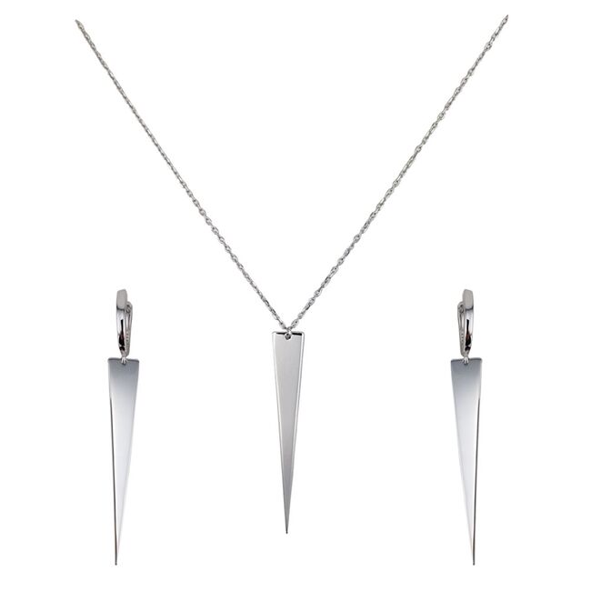 Set argint lant si cercei triunghi Thia