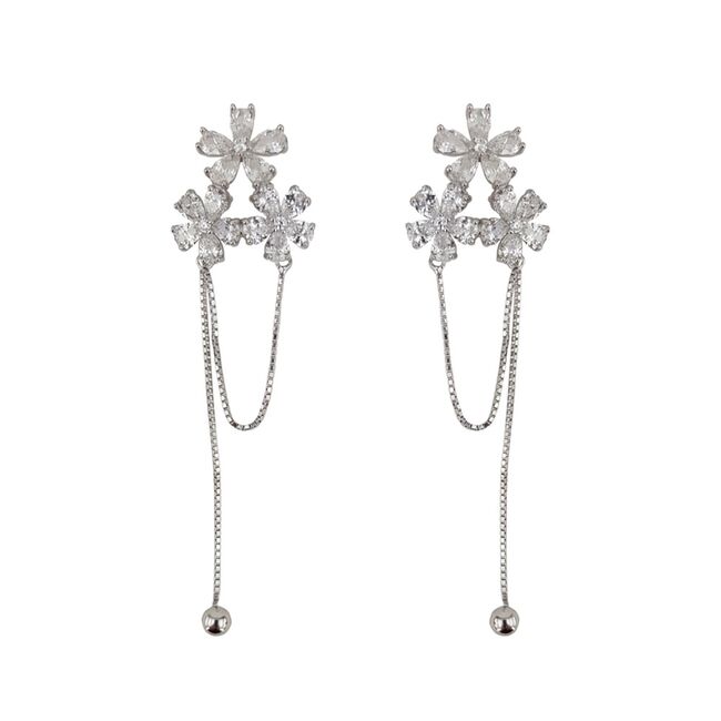 Cercei argint flori zirconii Thia
