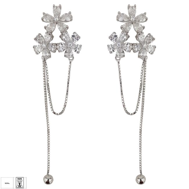 Cercei argint flori zirconii Thia