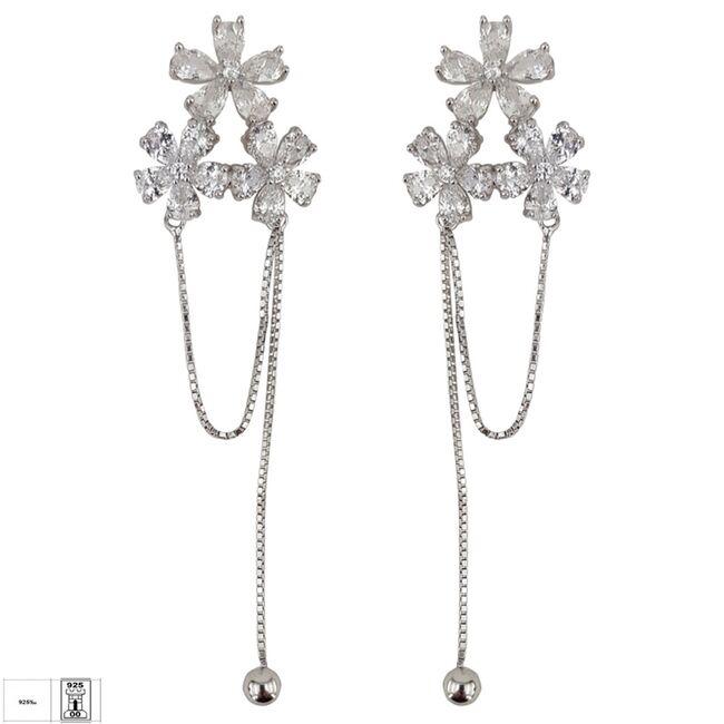 Cercei argint flori zirconii Thia