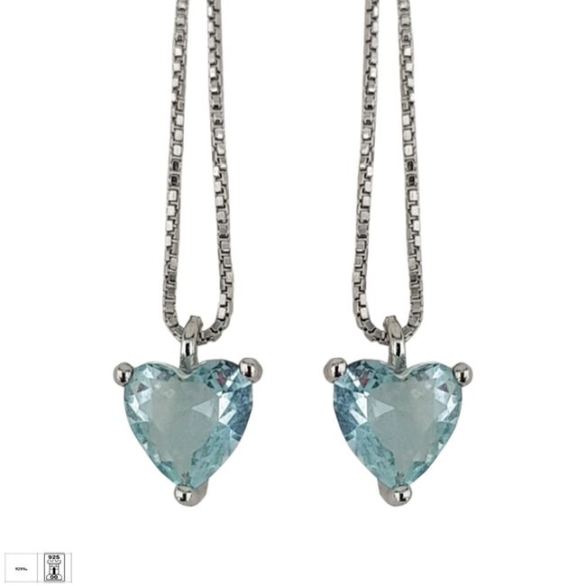 Cercei argint inima aquamarin Thia