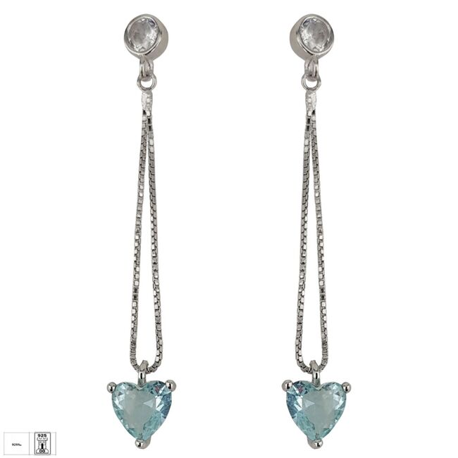 Cercei argint inima aquamarin Thia