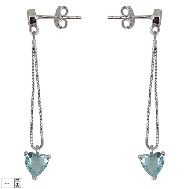 Cercei argint inima aquamarin Thia