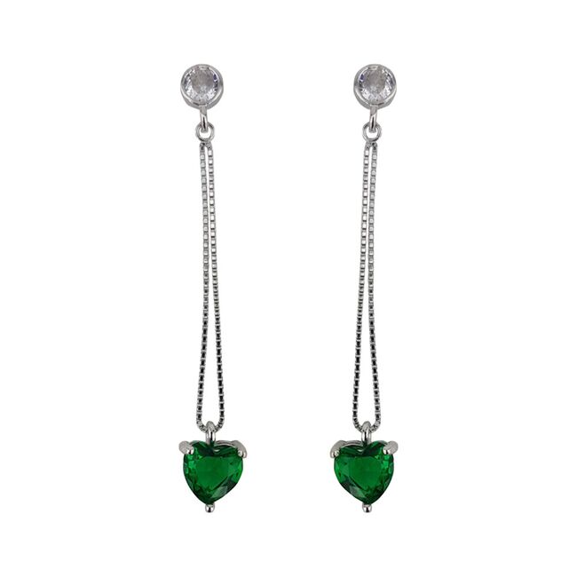 Cercei argint inima verde Thia