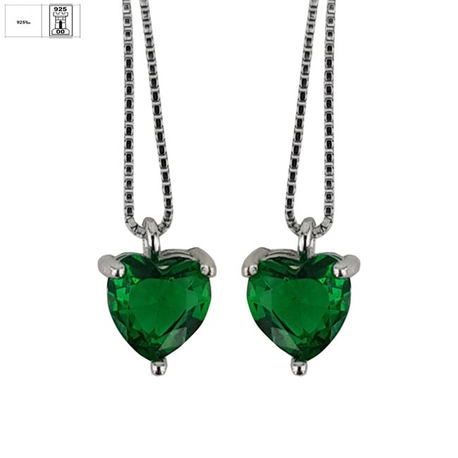 Cercei argint inima verde Thia