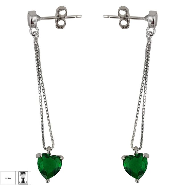 Cercei argint inima verde Thia