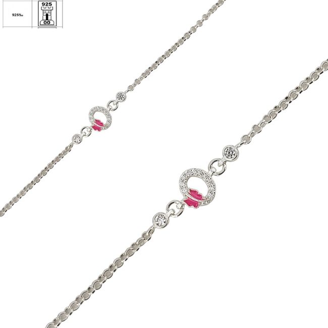 Bratara argint copii fluturas email Pink