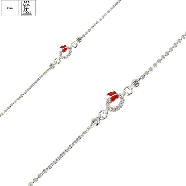 Bratara argint copii fluturas email Red