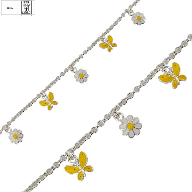 Bratara argint copii fluturasi email Yelow