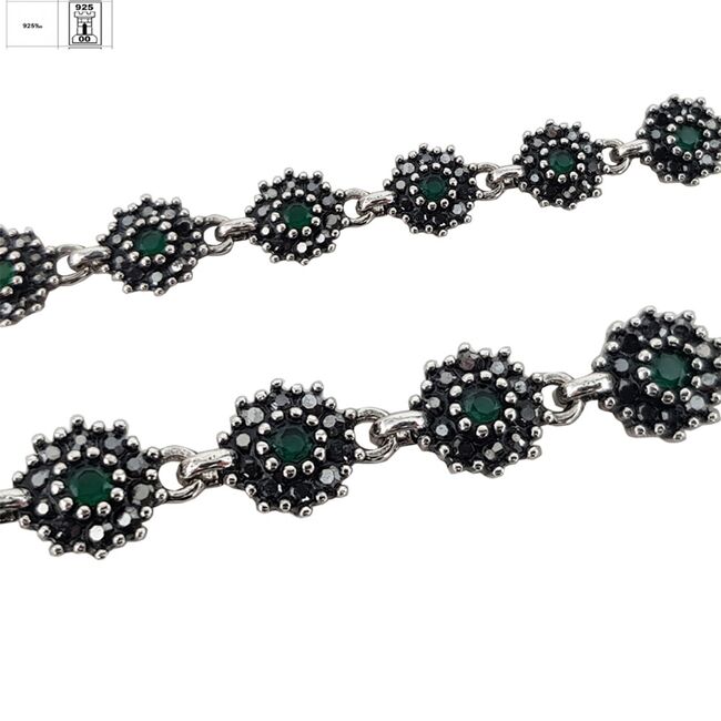 Bratara argint eleganta hematite Green