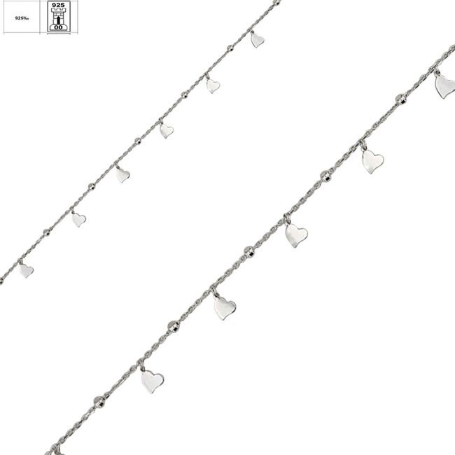 Bratara argint picior inimioare Hearts
