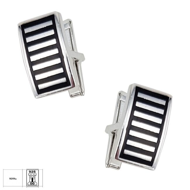 Butoni argint dreptunghiulari Rows