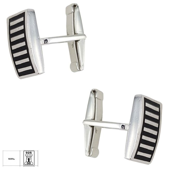 Butoni argint dreptunghiulari Rows