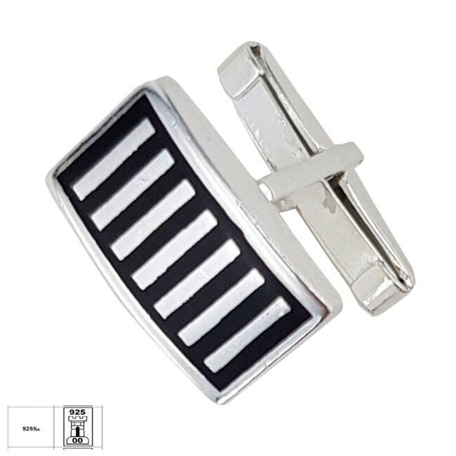 Butoni argint dreptunghiulari Rows