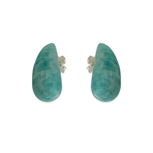 Cercei argint bombati Amazonit