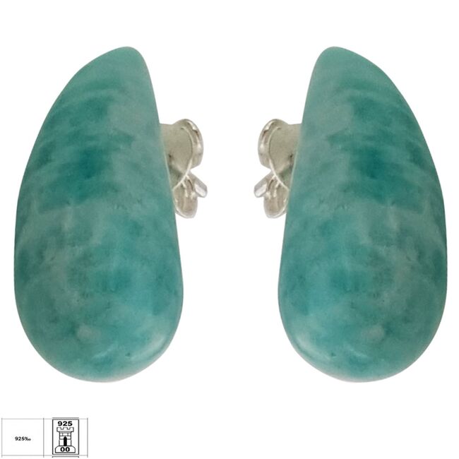 Cercei argint bombati Amazonit
