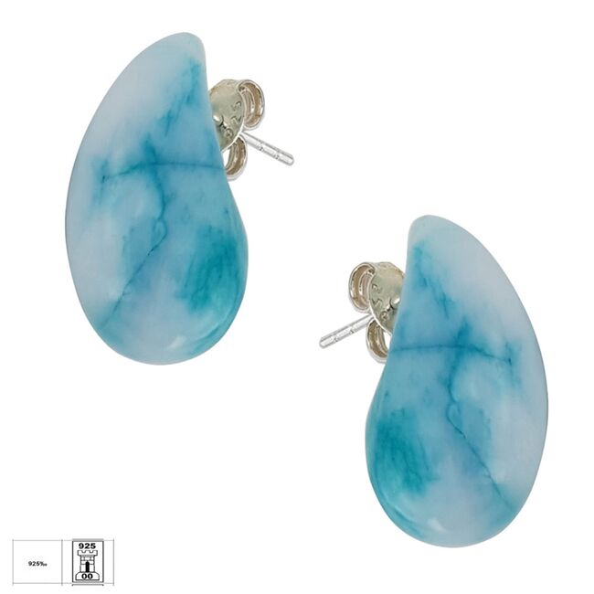 Cercei argint bombati Larimar