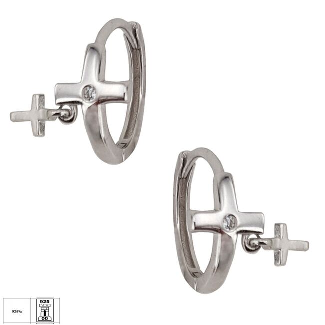 Cercei argint cruciulita Dios