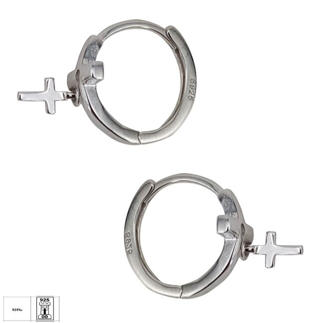 Cercei argint cruciulita Dios