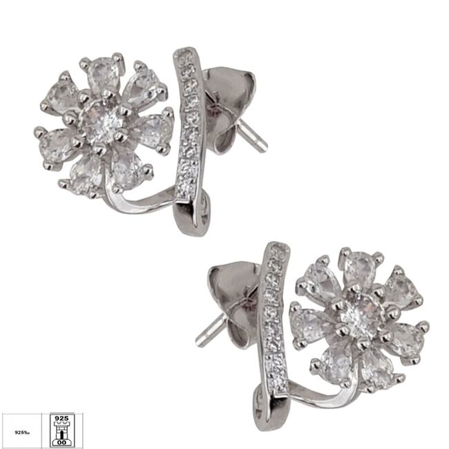 Cercei argint floare zirconii Zia