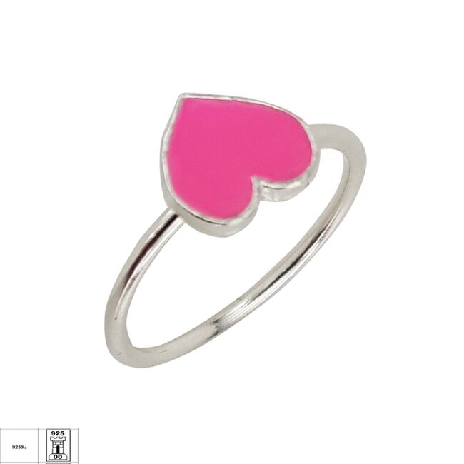 Inel argint copii inima Pink, marime 43