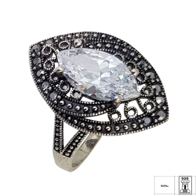 Inel argint elegant hematite Daly