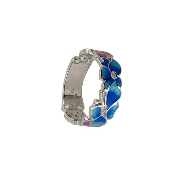 Inel argint multicolor email Frey