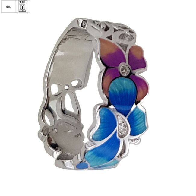 Inel argint multicolor email Frey