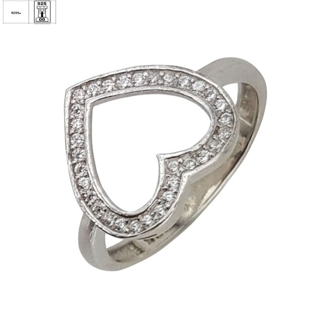Inel argint zirconii Big heart, marime 54