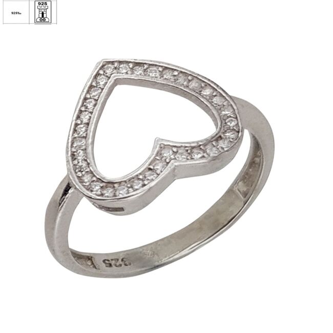 Inel argint zirconii Big heart, marime 54