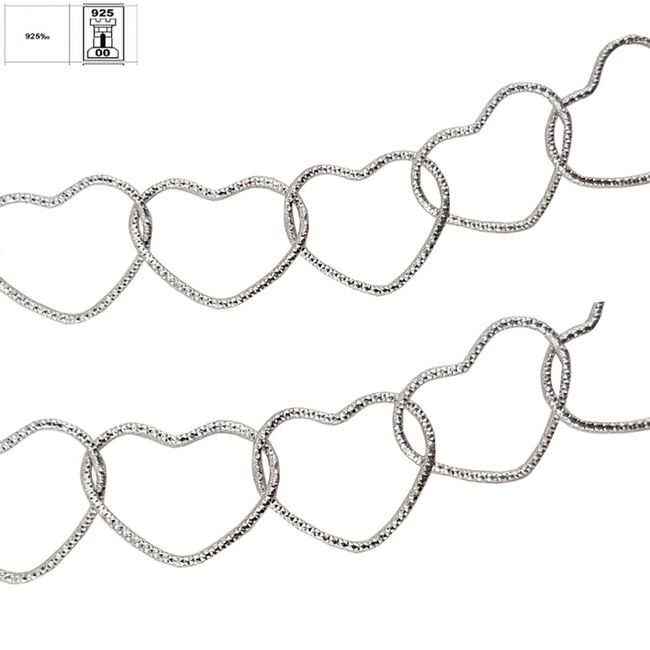 Lant argint masiv inimi Multi