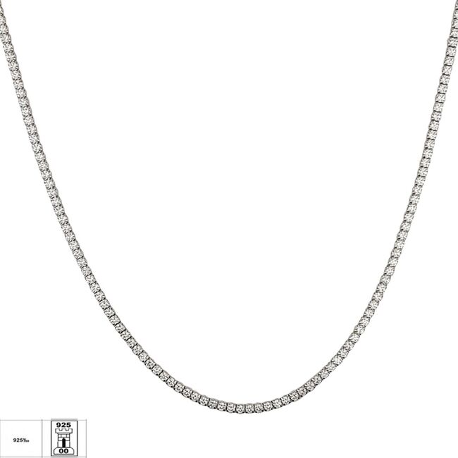 Lant argint tennis zirconii White