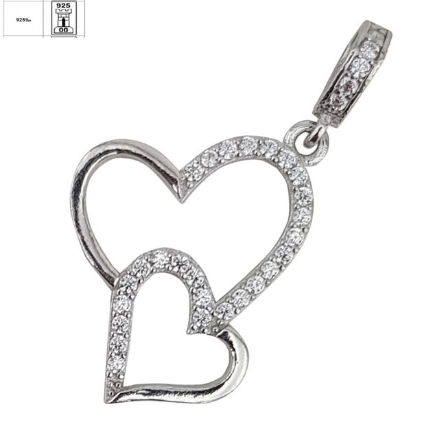 Pandantiv argint Duo heart