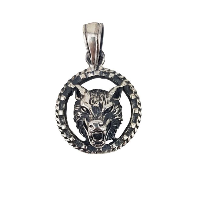 Pandantiv argint innegrit Wolf